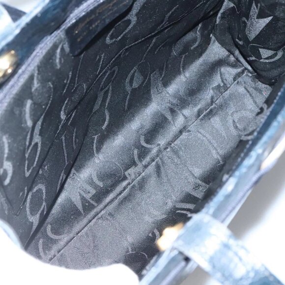 Salvatore Ferragamo Shoulder Bag Leather Navy Gold Auth - Picture 11 of 16